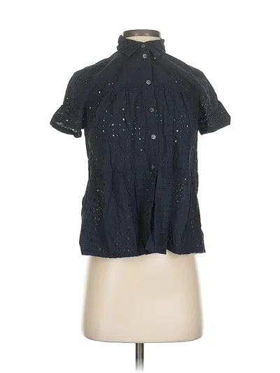 Pre-owned Madewell Short Sleeve Blouse In Black