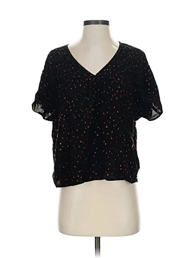 Pre-owned Madewell Short Sleeve Blouse In Black