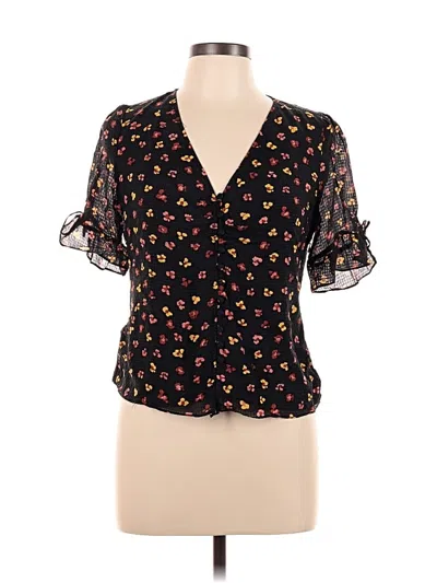 Pre-owned Madewell Short Sleeve Blouse In Black