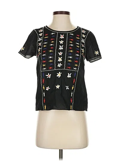 Pre-owned Madewell Short Sleeve Blouse In Black