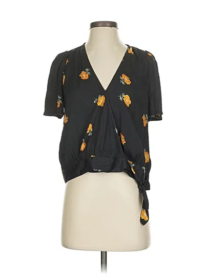Pre-owned Madewell Short Sleeve Blouse In Black
