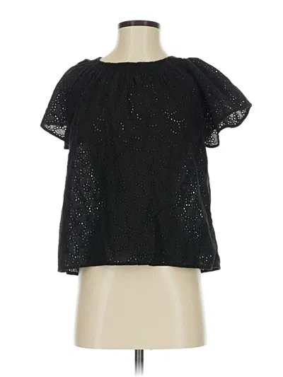 Pre-owned Madewell Short Sleeve Blouse In Black