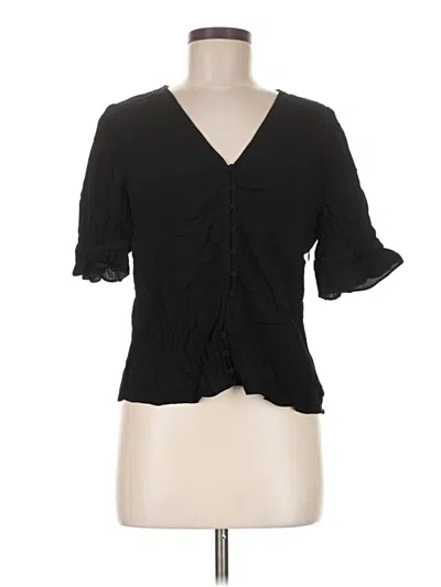 Pre-owned Madewell Short Sleeve Blouse In Black