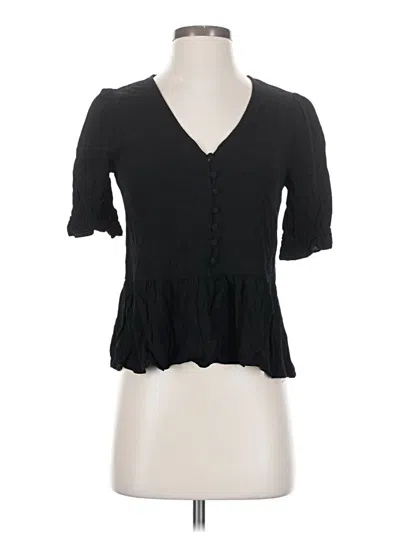Pre-owned Madewell Short Sleeve Blouse In Black
