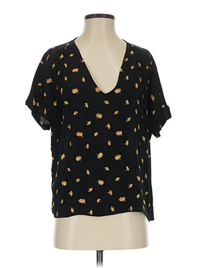 Pre-owned Madewell Short Sleeve Blouse In Black