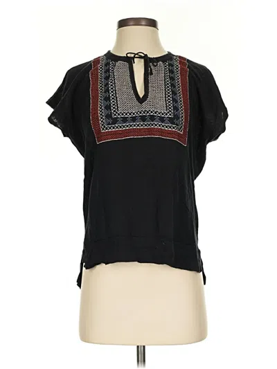 Pre-owned Madewell Short Sleeve Blouse In Black