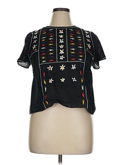 Pre-owned Madewell Short Sleeve Blouse In Black