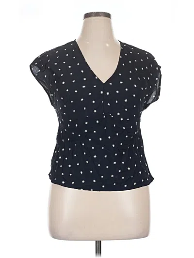 Pre-owned Madewell Short Sleeve Blouse In Black