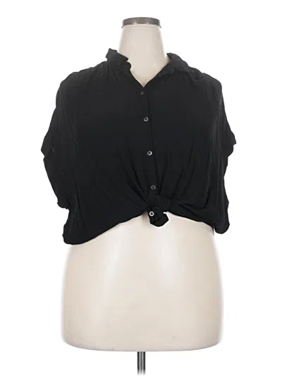 Pre-owned Madewell Short Sleeve Blouse In Black