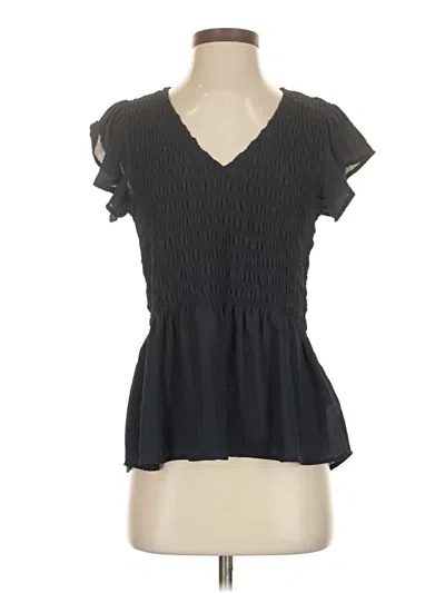 Pre-owned Madewell Short Sleeve Blouse In Black
