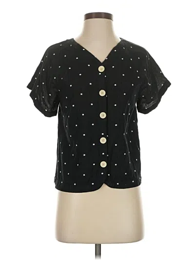 Pre-owned Madewell Short Sleeve Blouse In Black