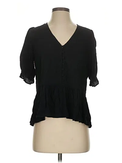 Pre-owned Madewell Short Sleeve Blouse In Black