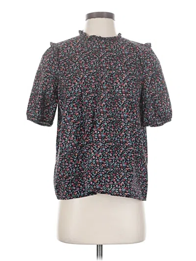 Pre-owned Madewell Short Sleeve Blouse In Black