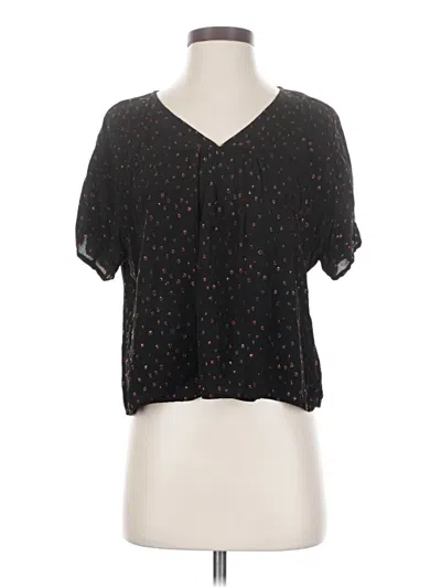 Pre-owned Madewell Short Sleeve Blouse In Black