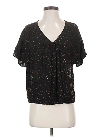 Pre-owned Madewell Short Sleeve Blouse In Black