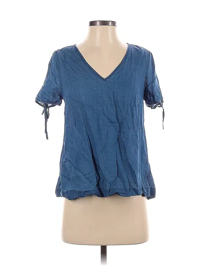 Pre-owned Madewell Short Sleeve Blouse In Blue