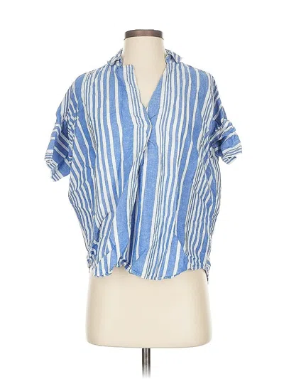 Pre-owned Madewell Short Sleeve Blouse In Blue