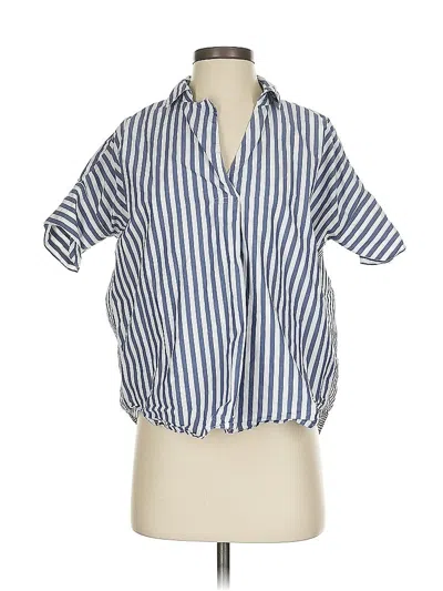 Pre-owned Madewell Short Sleeve Blouse In Blue