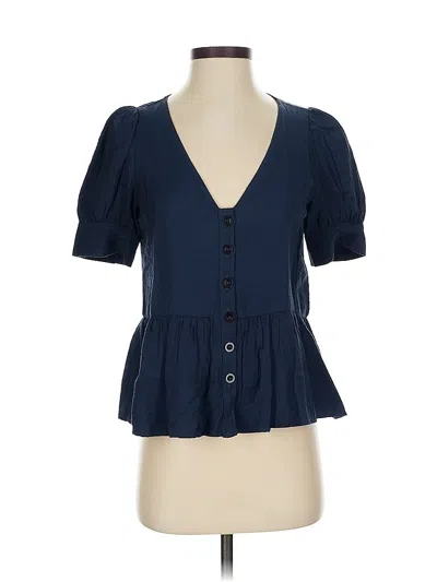 Pre-owned Madewell Short Sleeve Blouse In Blue