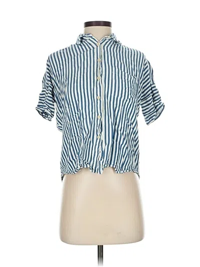 Pre-owned Madewell Short Sleeve Blouse In Blue