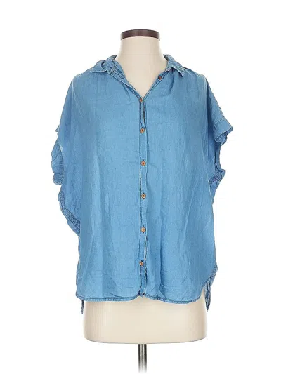 Pre-owned Madewell Short Sleeve Blouse In Blue