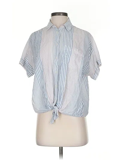 Pre-owned Madewell Short Sleeve Blouse In Blue