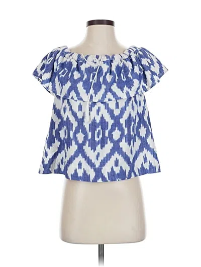 Pre-owned Madewell Short Sleeve Blouse In Blue