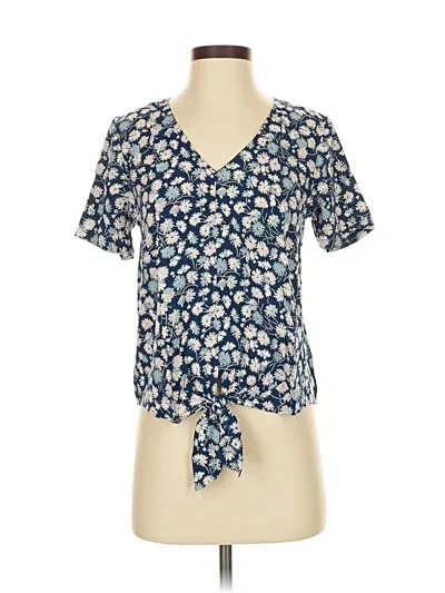 Pre-owned Madewell Short Sleeve Blouse In Blue