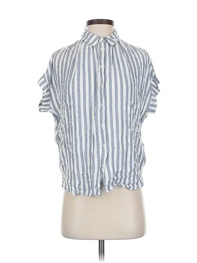 Pre-owned Madewell Short Sleeve Blouse In Blue