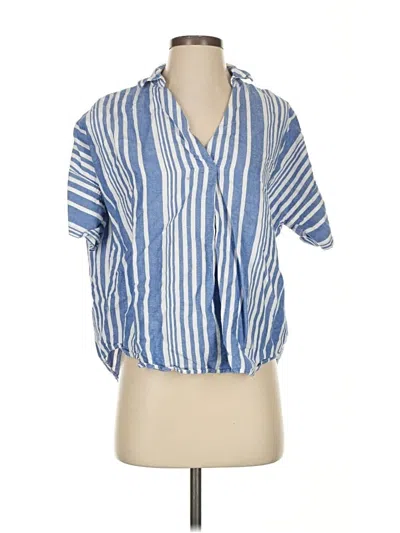 Pre-owned Madewell Short Sleeve Blouse In Blue