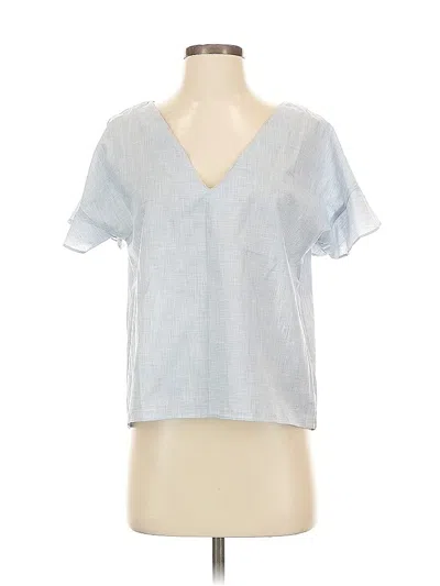 Pre-owned Madewell Short Sleeve Blouse In Blue