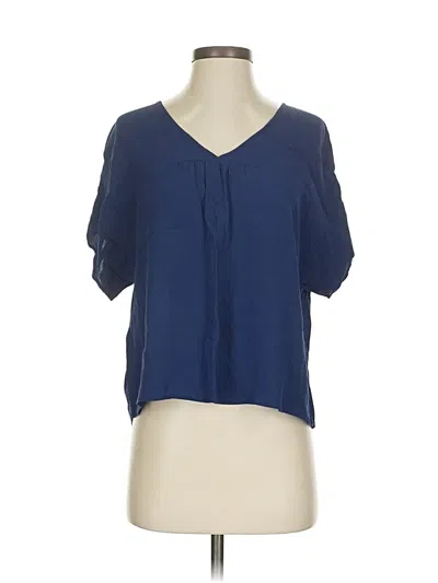 Pre-owned Madewell Short Sleeve Blouse In Blue