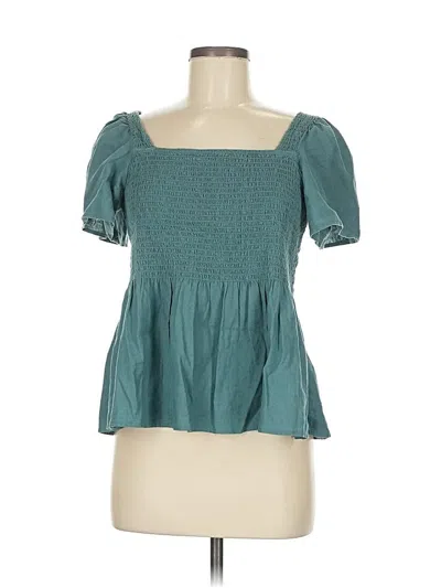 Pre-owned Madewell Short Sleeve Blouse In Blue