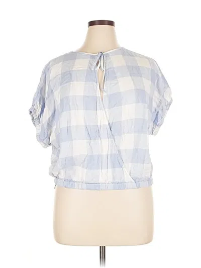 Pre-owned Madewell Short Sleeve Blouse In Blue