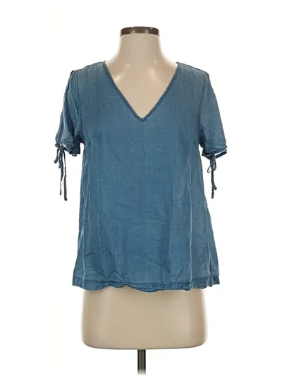 Pre-owned Madewell Short Sleeve Blouse In Blue