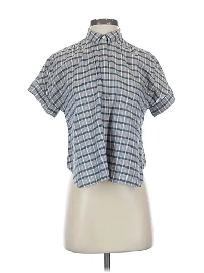 Pre-owned Madewell Short Sleeve Blouse In Blue