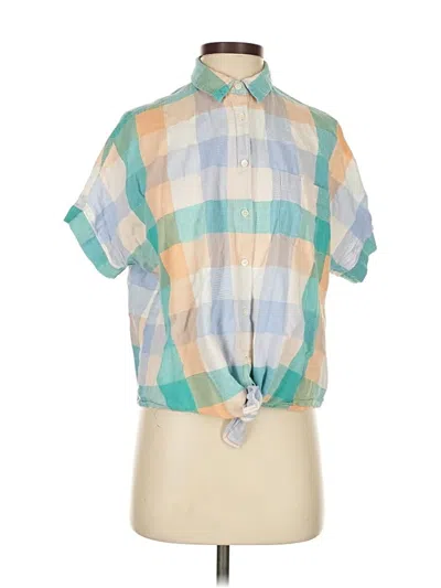 Pre-owned Madewell Short Sleeve Blouse In Blue