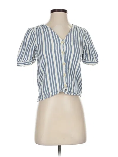 Pre-owned Madewell Short Sleeve Blouse In Blue
