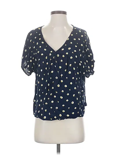 Pre-owned Madewell Short Sleeve Blouse In Blue