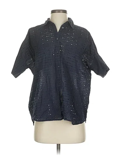 Pre-owned Madewell Short Sleeve Blouse In Blue