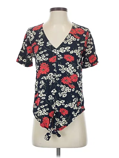 Pre-owned Madewell Short Sleeve Blouse In Blue
