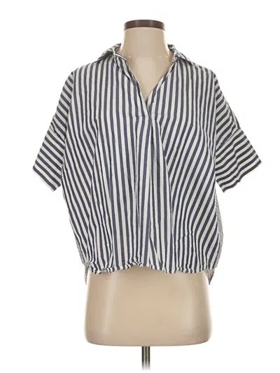 Pre-owned Madewell Short Sleeve Blouse In Blue
