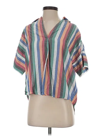 Pre-owned Madewell Short Sleeve Blouse In Blue