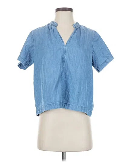 Pre-owned Madewell Short Sleeve Blouse In Blue