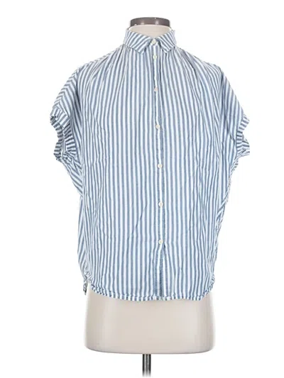 Pre-owned Madewell Short Sleeve Blouse In Blue