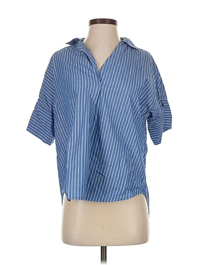 Pre-owned Madewell Short Sleeve Blouse In Blue