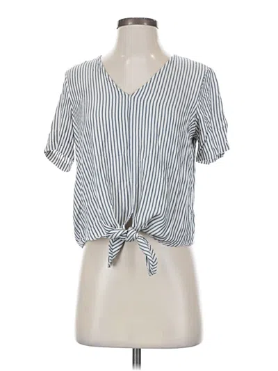 Pre-owned Madewell Short Sleeve Blouse In Blue