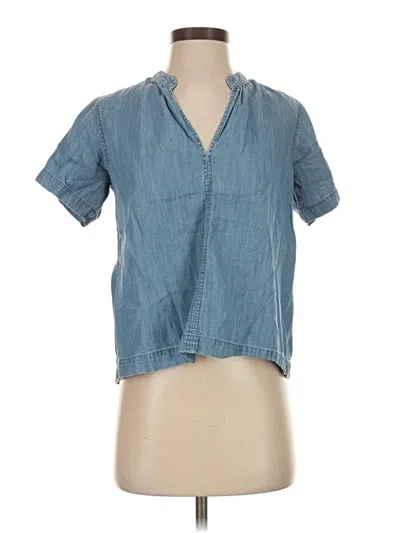 Pre-owned Madewell Short Sleeve Blouse In Blue