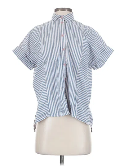 Pre-owned Madewell Short Sleeve Blouse In Blue