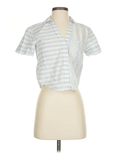 Pre-owned Madewell Short Sleeve Blouse In Blue